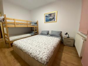雅戈丁那的住宿－Apartman Kasija，一间卧室配有两张双层床。