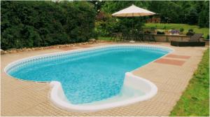 a large swimming pool in a backyard at Pension U Lipy in Děčín