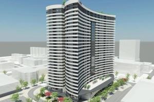 a rendering of a tall building in a city at SARAJEVO Tower 21 NEW AND UNIQUE in Sarajevo