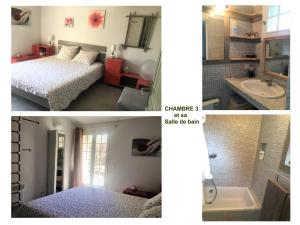 Łóżko lub łóżka w pokoju w obiekcie Villa Familiale piscine, spa, entre Cannes et Nice