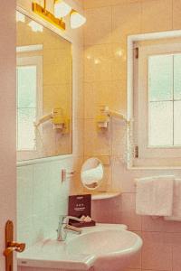 a bathroom with a sink and a mirror at Amadeus Ora & Amore in Caldaro