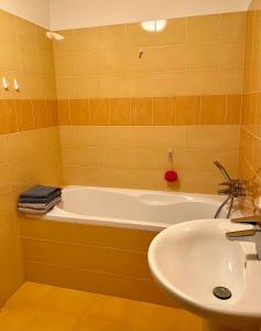 Koupelna v ubytování Apartmán u Tesáka - Říčky v Orlických horách