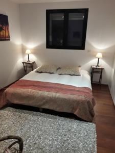 Postel nebo postele na pokoji v ubytování Patio2 Pézenas CENTRE il y a plus cher mais c est moins bien