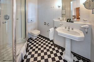 a bathroom with a sink and a toilet at Schloss Rattey in Schönbeck