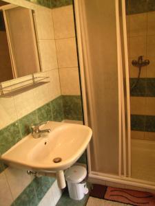 a bathroom with a sink and a shower at Privat AVE in Liptovský Trnovec