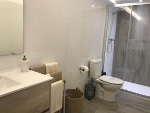 un bagno con wc, doccia e lavandino di Precioso Loft a 150 metros de la playa a Santa Pola Altre 5 foto