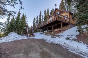 a log cabin in the woods in the snow at Cozy Cabin Perched on the Mountainside - Alpine Haus in Alma
