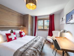 Katil atau katil-katil dalam bilik di Luxueux appartement 3 chambres à Megève avec piscine et salle de sport - FR-1-569-31 +9 gambar