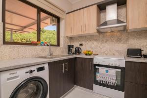 a kitchen with a washer and dryer in it at Arokaria apartment in Alikanas