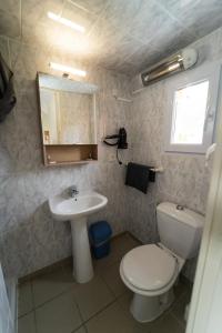 a bathroom with a toilet and a sink and a mirror at Verdon Vacances in Saint-André-les-Alpes