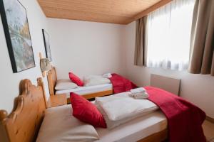 two twin beds in a room with a window at Apartment Panorama Gerlitzen in Treffen