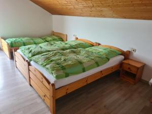 een slaapkamer met 2 aparte bedden in een kamer bij Ferienwohnung Huber am Deutensee in Steingaden