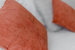 a close up of a persons arm with a red pillow at Hôtel Porte Mars Reims Gare Centre Arena in Reims