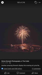 a firework display at the cold in the sky at Large property which is all about location, location , location ! Lovely Comfortable 2 bedroom flat which is spacious and one of the best value properties of this size so close to the sea , beaches and restaurants 1 min to the sea ! in Lyme Regis