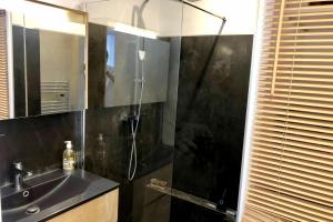 een badkamer met een douche en een wastafel bij Cosy 42m With Balcony Nice View And Wifi in Cannes +1 foto