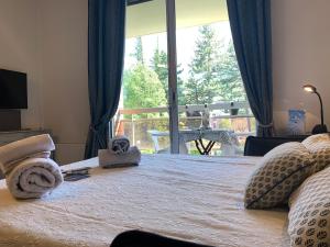 Cama o camas de una habitación en Studio les mélèzes vue montagne Barcelonnette