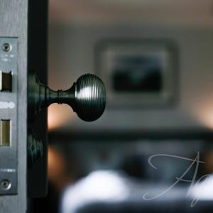 a microphone sticking out of a metal door at Allangrange Hotel near Inverness in Munlochy