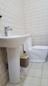 ein Bad mit einem Waschbecken und einem WC in der Unterkunft Avi Guest House in Addis Abeba