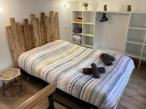 Postel nebo postele na pokoji v ubytování Appartement au cœur d'Espalion La Cabane du Lot