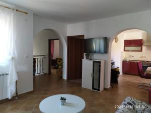 Televízia a/alebo spoločenská miestnosť v ubytovaní Apartments and room Suza
