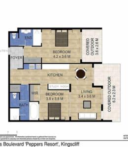 The floor plan of Peppers Salt Resort & Spa - Lagoon pool access 2 br spa suite