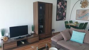 A television and/or entertainment centre at Golden Brown Apartment