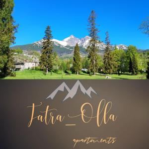 a picture of a mountain with the words tala alila at Apartments Tatra Olla - Tatranská Lomnica in Vysoke Tatry - Tatranska Lomnica.