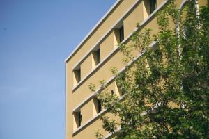 a tall building with a tree in front of it at The Mavili urban stay in Thessaloniki