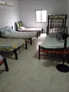 a room with four bunk beds in a room at Posada la tranquilidad in Villavieja +8 photos