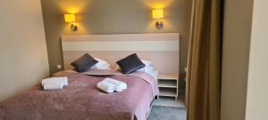 シェンナにあるApartament Czarna Góra Is17の枕が2つ置かれたベッドのある寝室