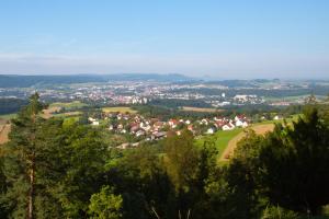 a view of a small town in the hills at Apartmenthaus Renz in Aalen