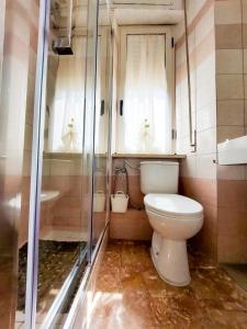 a bathroom with a toilet and a shower at Tiny house via mascilongo in Termoli +6 photos