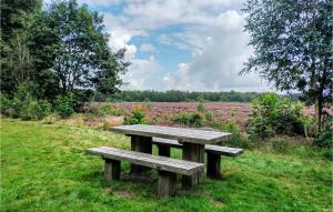 a wooden bench sitting in the middle of a field at Gorgeous Home In Schoonloo With Wifi in Schoonloo +12 photos