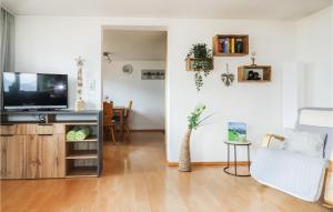 Televízia a/alebo spoločenská miestnosť v ubytovaní Moderne Ferienwohnung Uderns