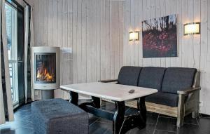 a living room with a couch and a fireplace at 2 Bedroom Stunning Apartment In Hemsedal in Hemsedal