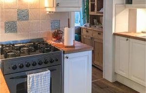 cocina con fogones y encimera en Beautiful Home In Valsyfjord With Wifi And 3 Bedrooms en Valsøyfjord