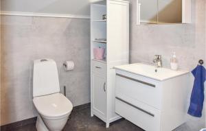 un bagno bianco con un water e un lavandino di 2 Bedroom Cozy Apartment In Årjäng a Årjäng Altre 4 foto