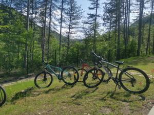 a group of bikes parked on the side of a road at Арборетум Вила & Ресторант in Teteven