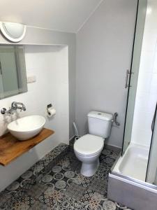 a bathroom with a toilet and a sink at Dworek Rogowo in Choroszcz +19 photos