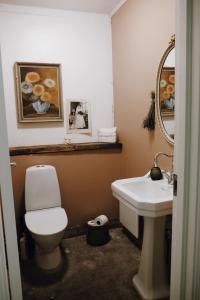 a bathroom with a toilet and a sink at Hoby Kulle Herrgård B&B in Bräkne-Hoby