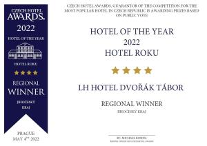 Certyfikat, podpis lub inny dokument wystawiony w obiekcie LH Hotel Dvořák Tábor Congress & Wellness