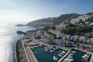 een luchtzicht op een haven met boten in het water bij Balcón de Marina del Este in La Herradura