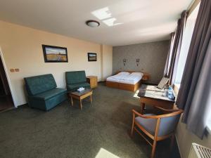 薩扎瓦河畔日賈爾的住宿－烏拉布特酒店，酒店客房配有床、沙发和桌子。