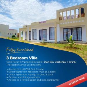 a advertisement for a villa in front of a house at Breathtaking 3 bedroom fully furnished villa in Mombasa