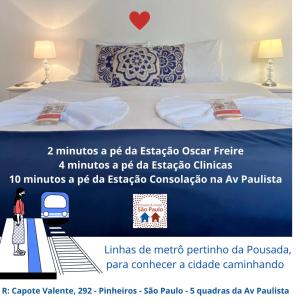 Pousada e Hostel São Paulo Comfort في ساو باولو: ملصق لغرفة فندق بها سرير