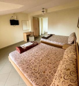 - une chambre d'hôtel avec 2 lits dans l'établissement Centar Apartments, à Dojran