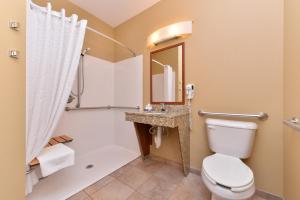 a bathroom with a toilet and a shower at Candlewood Suites Williston, an IHG Hotel in Williston