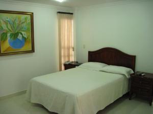 a bedroom with a bed and a painting on the wall at Hotel Kariary in Puerto Boyacá +15 photos