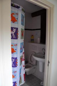 łazienka z toaletą i umywalką w obiekcie B&B Kelpiebrink w mieście Baarle-Nassau