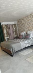Una cama o camas en una habitación de LE COSY Joli F2 proche gare, Arénes avec terrasse privée